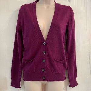 Boden Favorite V-neck Cardigan cashmere cotton blend purple US 4 Sweater